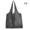Nova grande bolsa de compras dobrável, bolsa quadrada de pano com flores, bolsa de compras portátil, bolsa tote dobrável