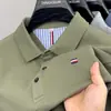 Camiseta Masculina de Manga Longa Outono/Inverno 2025 com Bordado em Fleece Polo Masculina Gola Reversível Business Casual Cor Sólida Camiseta Atacado