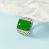Anel de Calcedônia Verde Estilo Étnico Masculino Agressivo Quadrado Cravejado Abertura Ajustável AliExpress