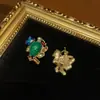 Oeste Medio Antiguo Chapado en Oro Cobre 18 Antiguo Vintage Dorado Combinación Joyería Verde Japonesa Sentido Visual Pendientes Pendientes Pesados