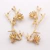 Accesorios de Cobre Fundido DIY 62*28mm Colgante de Rama Simétrica de Árbol de Flor de Ciruelo de Cobre Fundido Estilo Antiguo Joyería Nupcial