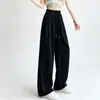 Calças retas Tencel-linho transfronteiriças japonesas, coreanas e do Sudeste Asiático com cintura totalmente elástica, personalizáveis em design e cor, e disponíveis para pedidos personalizados com base em seus próprios designs ou amostras