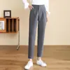Pantalones cigarette cropped hechos a medida para primavera y otoño 2026, de tiro alto, con pinzas delanteras, corte holgado, adelgazantes, de pierna recta, adecuados para ir al trabajo