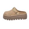 Sapatos de Plataforma Externa com Solado Grosso para Mulheres para Aumentar a Altura Outono 2025 Couro Fosco Casual Slip-On Estilo Coreano Chinelos Lazy Toe-Toe