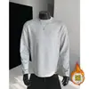 Moletom Pulôver Masculino Outono e Inverno Ombro Direito Manga Longa Camiseta Básica Cor Lisa Casual Tamanho Grande