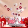 24 Piezas Joyería de Bolas para el Día de San Valentín Rojo Brillante Rosa plateado Árbol de San Valentín Colgante de Madera Decoración Romántica para el Día de San Valentín