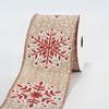 Fita de Natal com Borda de Arame Transfronteiriça com Decoração de Tecido Xadrez Floco de Neve DIY Feito à Mão, Fita de Linho Sintético, Fita de Laço