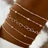 Set de pulseras transfronterizas europeas y americanas, joyería minimalista bohemia, cadena de metal, cadena multicapa para mujer, set de 5 pulseras