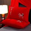 Algodón satén de alta gama boda pluma terciopelo almohada estilo chino festivo boda almohada individual fábrica directa mayoreo