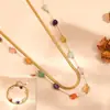 Colar Pulseira Dupla Camada Colorida de Aço Titânio Transfronteiriça para Mulheres, Pulseira Dupla Camada Colorida de Aço Inoxidável Versátil de Luxo Leve de Alta Qualidade
