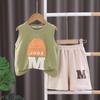 2024 conjunto de colete infantil roupas infantis meninos verão bebê sem mangas T bebê feminino conjunto de duas peças uma geração de cabelo