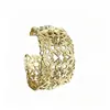 Pulsera de Oro Pesado Industrial Hueca Incrustada con Diamantes para Mujer Estilo Palacio Retro Pulsera Ancha de Brazalete Para Banquetes Metálico Punk Nuevo
