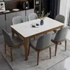 Juego de Mesa y Sillas de Comedor de Pizarra, Estilo Italiano Minimalista de Lujo Ligero Moderno, Mesa Rectangular de Madera Maciza para Apartamentos Pequeños