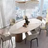 Mesa de Jantar Luxo Leve de Ponta Mármore Oval Natural Luxo Cristal Rosa Arco-Íris Gota d'Água Mesa e Cadeiras de Jantar Villa