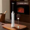 Espumador de Café Eléctrico con Tapa, Batidor de Leche Doméstico Recargable, Espumador de Leche con Tapa, Espumador de Leche de Mano