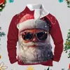 Sudadera Navideña para Hombre Estilo Comercio Exterior Transfronterizo 2024 Moda Sudadera con Estampado Digital Navideño Cuello Redondo Pullover