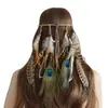 Nuevas Atracciones Turísticas Diadema de Plumas de Pavo Real Estilo Étnico Bohemio Adorno para la Cabeza Accesorios para el Cabello Tejidos a Mano Venta al por Mayor