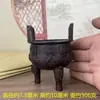 Adornos de trípode de cobre antiguo de tres patas trípode de tres patas quemador de incienso de nueve dragones patrón de relieve binaural para colección de segunda mano