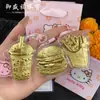 Colgante Llavero Oso Fresa Chapado en Oro, Cadena de Teléfono Móvil Linda de Dibujos Animados Sin Preocupaciones, Colgante para Bolso, Regalo de Cumpleaños para Novia