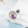 Pendientes de Acero de Titanio con Tornillo para Hueso de la Oreja, Clavo Coclear, Piercing de Alta Gama Hensen de Dos Tonos Degradados, Corte de Flor Manual, Circonita