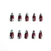 Uñas Portátiles Color Bloqueo Manicura Almendra Tendencia Fresco Acabado Negro Marrón Lago Azul Mariposa Manchas Degradado Uñas Postizas de Fábrica