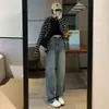 Calças de Cintura Alta Wide Leg para Mulheres, Novo Estilo Popular Outono/Inverno 2025, Cintura Alta, Forradas com Lã, Caimento Solto, Emagrecedoras, Com Caimento, Perna Reta, Calças Compridas