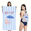 Toalla de playa plegable de gran tamaño 80X160, toalla de baño estampada, toalla de playa integrada, bolsa integrada, portátil