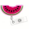 Novo Porta-Cartão de Acrílico Frutas de Verão Milho Retrátil Rotativo Carretel de Crachá Presente Identificação Fivela de Puxar Fácil
