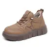 Clan Yue Nuevo Invierno Zapatos de Pan Suela Gruesa Suela Gruesa con Forro de Terciopelo Espesado Casual para Mujer Cómodos Suela Suave con Cordones Zapatos de Algodón