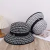 2025 nuevo sombrero de paja plegable para viajes al aire libre con ala ancha, etiqueta de corazón, simple, anti-ultravioleta