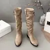 Botas western novas de cano alto, estilo retrô francês, versáteis, salto grosso, botas de equitação outono/inverno, estilo jeans 2026