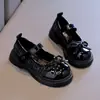 Zapatos Mary Jane de Cuero para Niñas, Nuevo Estilo Otoño, Moño, Suela Suave, Zapatos de Princesa, Bailarinas Francesas Elegantes para Niños
