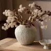Vaso Branco de Cerâmica Jingdezhen Estilo Wabi-Sabi Gres Retrô Arranjo de Flores Decoração de Casa B&B Sala de Chá Branco Bolha