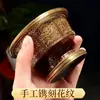 Cuenco de agua de cobre de aldea de Xizang con ocho símbolos auspiciosos, taza de agua tallada de Nepal, copa de vino de mesa para interiores, artículo de decoración para el hogar