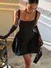 Vestido Elegante Slim-Fit da Moda com Decote Quadrado e Alças Finas 2026 Primavera/Verão Novo Vestido Rodado Linha A Estilo Europeu e Americano para Venda Transfronteiriça