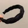 Faixa de Cabelo Trançada de Bolinhas para Mulheres, Acessório de Cabelo Estilo Francês com Coroa Alta, Presilha de Cabelo com Borda Larga, Preto e Branco, Sensação de Luxo, Acessório de Cabelo com Coroa Alta