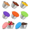 Molheira de aço inoxidável 304 transfronteiriça com tampa de silicone à prova de vazamentos, adequada para culinária ocidental, pimenta do reino, molho de tomate e temperos
