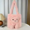 Bolso de Hombro Nuevo de Peluche, Lindo Bolso Cruzado de Nicho para Mujer, Bolso Tote de Muñeco Oso de Color Contrastante de Piel Sintética de Visón