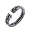 Pulsera para hombre estilo Jiumen antiguo, mismo estilo Zhang Qiling, de dos anillos con cabeza de dragón doble, agresiva, retro, de plata tailandesa antigua, abierta