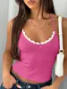 Amazon Top Cropped Alcinha Renda Patchwork Moda Feminina Europeia e Americana Y2K Puro Desejo Top Sem Alças Sexy Sem Mangas