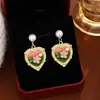 Aretes Franceses Vintage de Goteo de Aceite Flor Tridimensional Amor Jardín de Monet Mori Dulces Femeninos Elegantes para Mujer