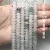 Cuentas Redondas Verdes de Tianshan 7A Naturales Cuentas Sueltas Verde Hielo Pulsera de Jade Semiacabada DIY Cuentas de Bambú Seda Dorada Jade