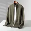 Suéter cárdigan de punto para otoño e invierno con cuello medio y cremallera, suéter casual retro holgado para hombre, suéter de marca moderna