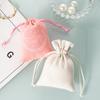 Pantalones de Terciopelo Rosa de Doble Cara de Alta Gama Personalizados con Bolsillo de Solapa con Cordón, Bolsa de Almacenamiento para Embalaje de Regalo de Joyería con Logotipo Imprimible