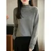 2026 Suéter de Punto Grueso Francés para Mujer, Cuello Medio Alto de Ganchillo, Holgado, Estilo Perezoso, Manga Larga, Camiseta Térmica Base Cálida