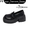 Zapatos de cuero genuino con suela gruesa para aumentar la altura para mujeres petite, mocasines negros sin cordones que son cómodos para ir al trabajo