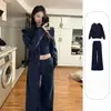 Conjunto otoñal de tres piezas para mujer Jimo: sudadera casual holgada de gran tamaño y pantalones