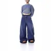 Diseño Retro Americano Bolsillo Grande Jeans Tipo Cimitarra Unisex Sueltos Versátiles Pierna Ancha Bordados Pantalones Largos hasta el Suelo Modernos