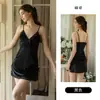 DZ Camisón de Noche de Terciopelo Brillante Atractivo Sexy con Abertura y Encaje con Copas en el Pecho y Bata Set para el Hogar 6658