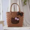 Bolsa de Gato Pequeño de Color Dopamina Tejida a Mano Cesta de Mimbre Tejida a Mano Bolsa Cesta de Regalo Navideño Bolso de Mano para el Viaje Diario de Mujeres